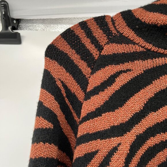 Ann Taylor Zebra Print Knit Sweater Mock Neck Multicolor Glitter Size Large - Picture 5 of 9